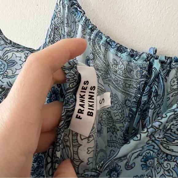 Frankies Leoni Silk Mini Dress in Blue Paisley - Picture 6 of 7